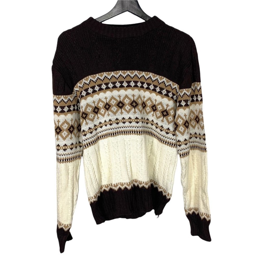 Vintage 70s Montgomery Ward Geometric Pattern Knit Sweater Small